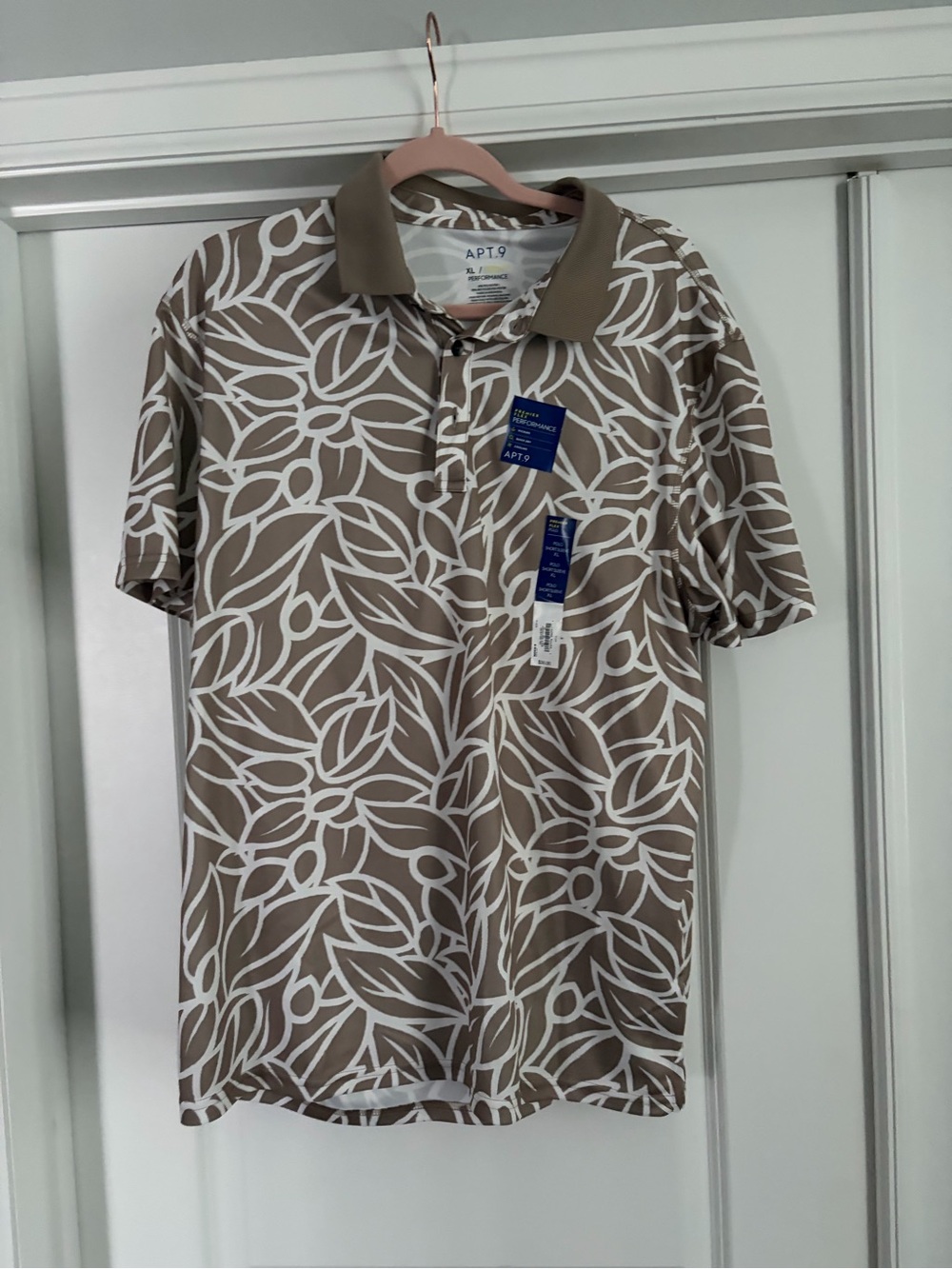 Apt. 9 Men's Taupe Leaf-Print Polo Shirt